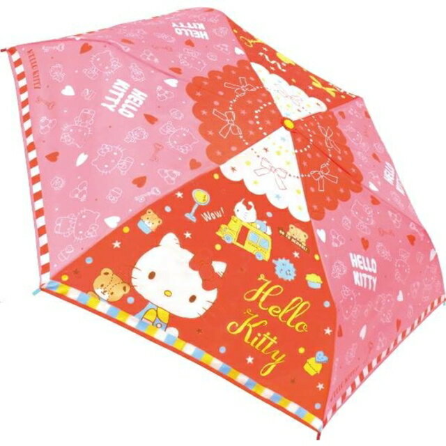 小禮堂 Hello Kitty 彎把防風傘骨折傘 (紅粉坐姿款)