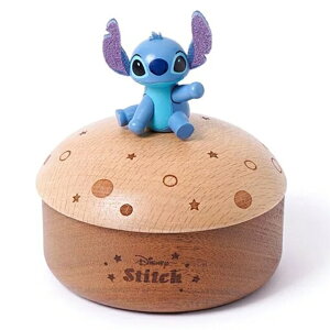 小禮堂 迪士尼 史迪奇 木製造型拿蓋式小物盒 星球坐姿款 (質感木製傢飾)