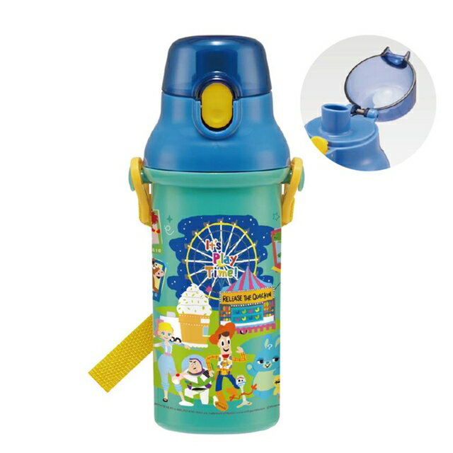 小禮堂 迪士尼 玩具總動員 兒童彈蓋直飲水壺 480ml Ag+ (藍綠摩天輪款)