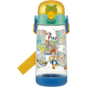 小禮堂 迪士尼 玩具總動員 兒童彈蓋直飲透明止滑水壺 480ml (黃綠藍集合款)