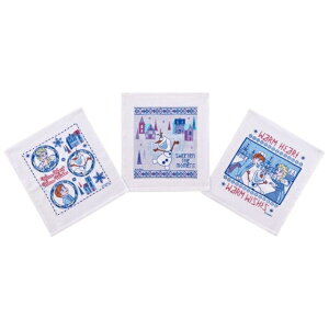 小禮堂 迪士尼 冰雪奇緣 純棉短毛巾3入組 29x32cm (白藍圓框款)