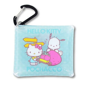 小禮堂 Sanrio大集合 PVC扣式收納包附鎖扣 綠 (Hello Kitty/帕恰狗)