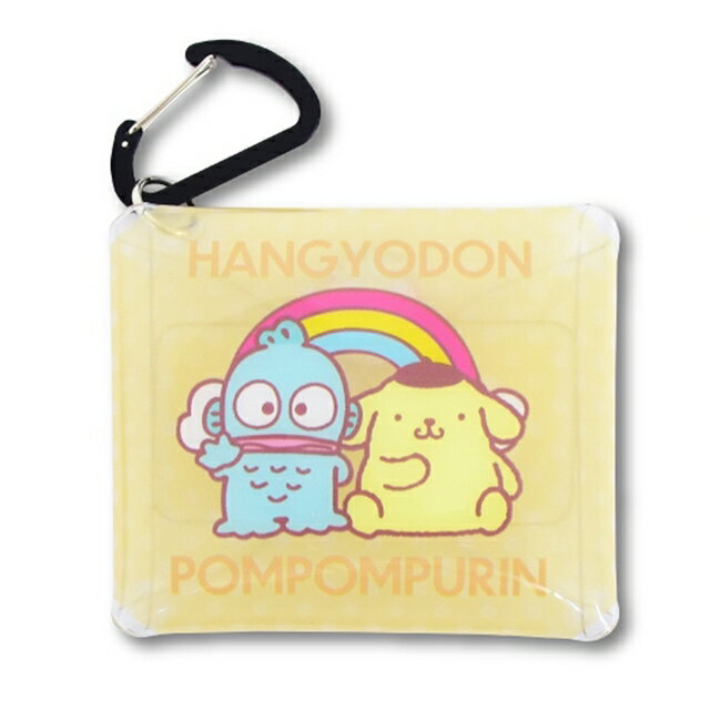 小禮堂 Sanrio大集合 PVC扣式收納包附鎖扣 黃 (布丁狗/人魚漢頓)