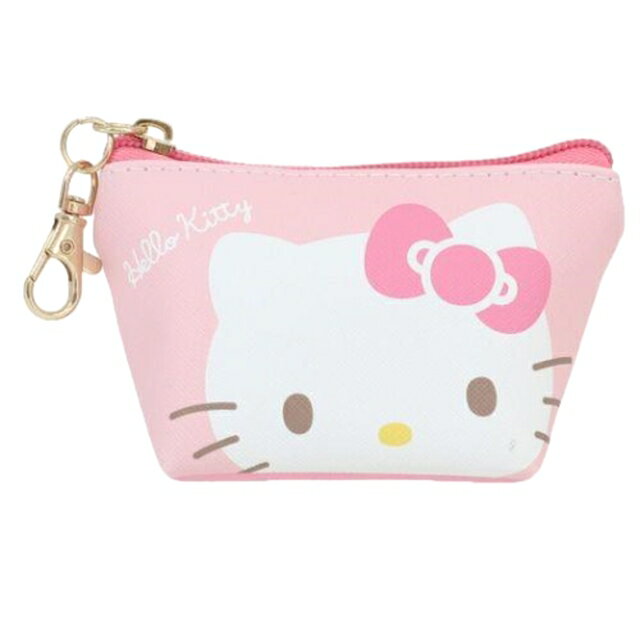 小禮堂 Hello Kitty 皮質船型零錢包附扣環 (粉大頭款)