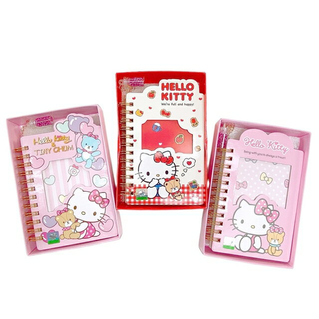 小禮堂 Hello Kitty 盒裝線圈筆記本附吊飾 (3款隨機)