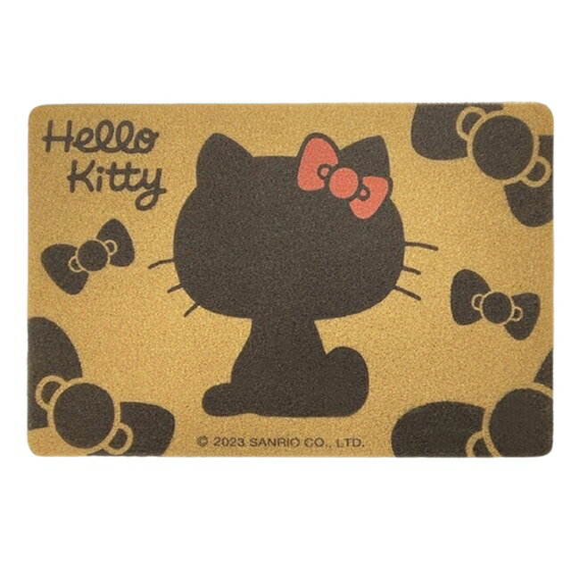 小禮堂 Hello Kitty 刮泥絲圈地墊 60x40cm 棕剪影 (少女日用品特輯)