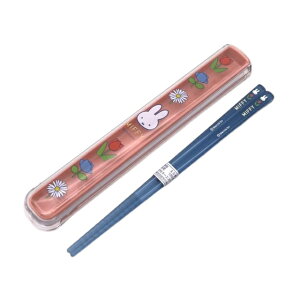 小禮堂 米飛兔 塑膠筷附透明盒 16.5cm (粉藍花朵款)