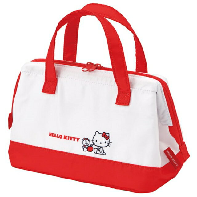 小禮堂 Hello Kitty 硬式支架保冷便當袋 (白紅小熊款)