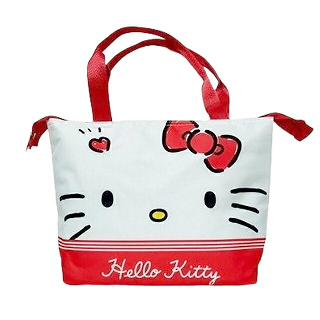 小禮堂 Hello Kitty 尼龍手提保冷便當袋 (紅大臉款)