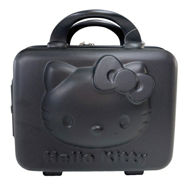 小禮堂 Hello Kitty 立體手提鎖碼化妝箱 (黑大臉款)
