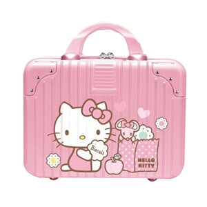 小禮堂 Hello Kitty 旅行硬殼手提化妝箱 (粉側坐款)