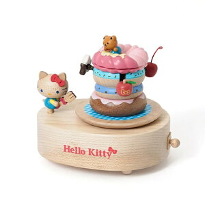 小禮堂 Hello Kitty 木製旋轉擺動音樂鈴 甜甜圈款 (質感木製傢飾)