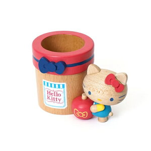 小禮堂 Hello Kitty 木製造型容器 蘋果款 (質感木製傢飾)