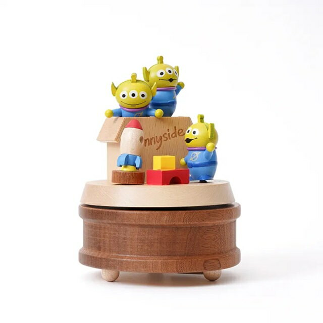 小禮堂 迪士尼 三眼怪 造型木質旋轉音樂鈴 (玩具箱款)