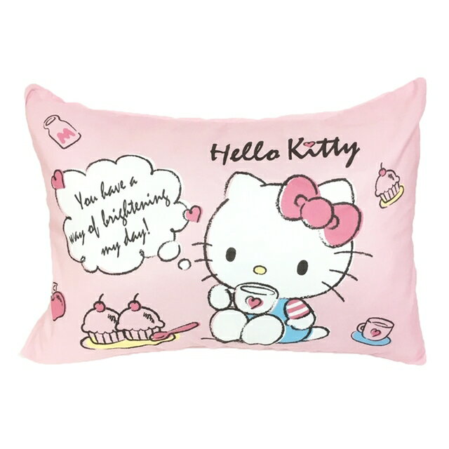小禮堂 Hello Kitty 成人方形柔軟枕頭 45x63cm (開心小茶會)