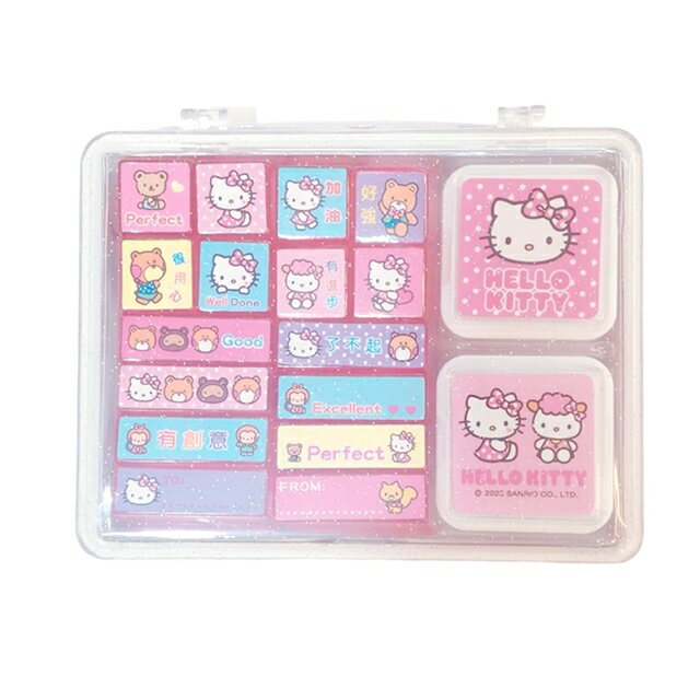 小禮堂 Hello Kitty 迷你盒裝橡皮印章組 (粉好友大頭款)