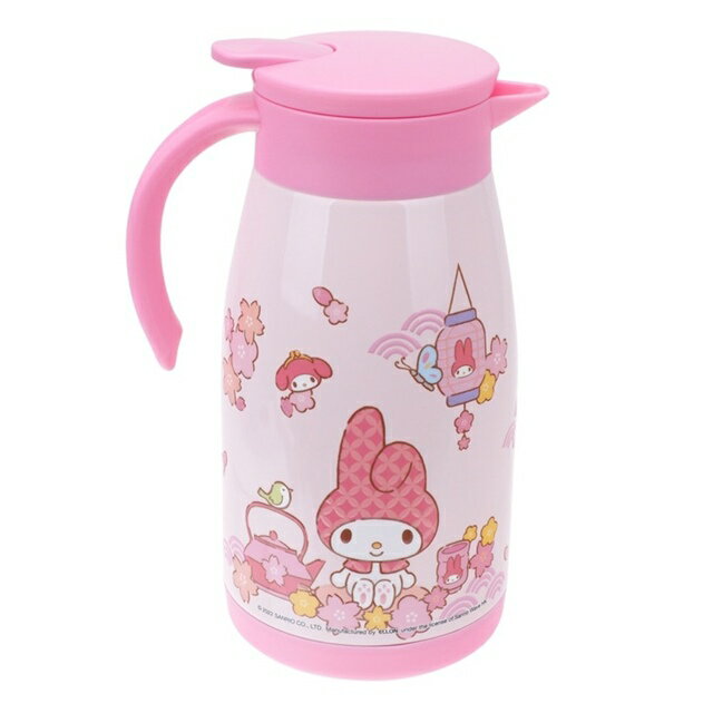 小禮堂 美樂蒂 不鏽鋼單耳保溫壺 1000ml (粉櫻花款)