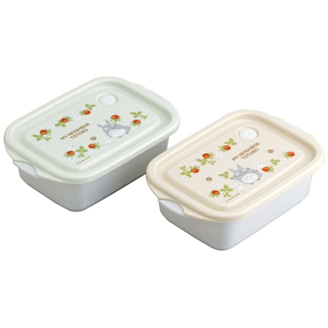 小禮堂 宮崎駿 龍貓 輕量型微波保鮮盒2入組 500ml Ag+ (綠米草莓款)