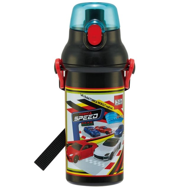 小禮堂 TOMICA 多美小汽車 兒童彈蓋直飲水壺 480ml Ag+ (黑藍方框款)
