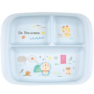 小禮堂 哆啦A夢 嬰幼兒塑膠三格餐盤 470ml Ag+ (藍角色款)