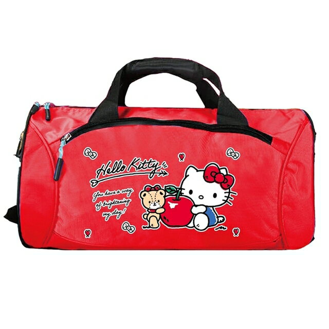 小禮堂 Hello Kitty 尼龍手提肩背旅行袋 (紅蘋果款)