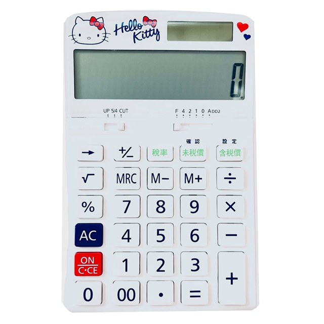 小禮堂 Hello Kitty 12位元太陽能計算機 (白紅藍款)