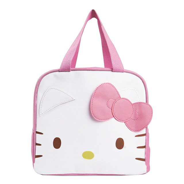 小禮堂 Hello Kitty 尼龍方形手提保冷便當袋 (粉大臉款)