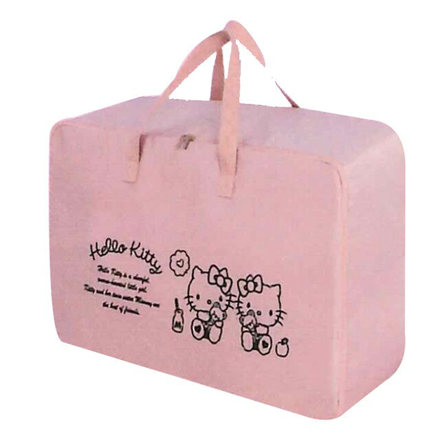 小禮堂 Hello Kitty 尼龍手提棉被袋 (霧粉款)