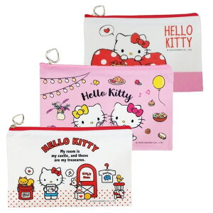 小禮堂 Hello Kitty 磨砂扁平收納袋 (3款隨機)