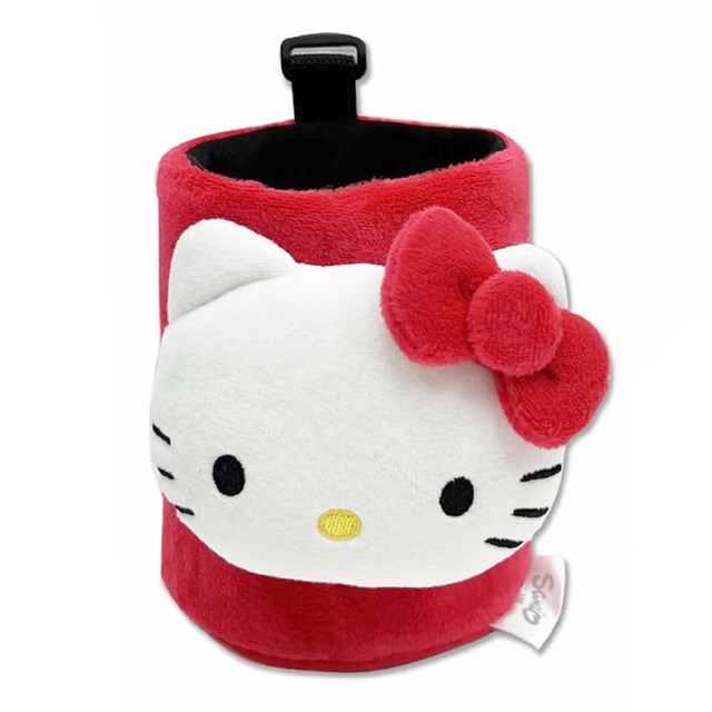 小禮堂 Hello Kitty 車用造型絨毛冷氣孔掛袋 (紅大臉款)