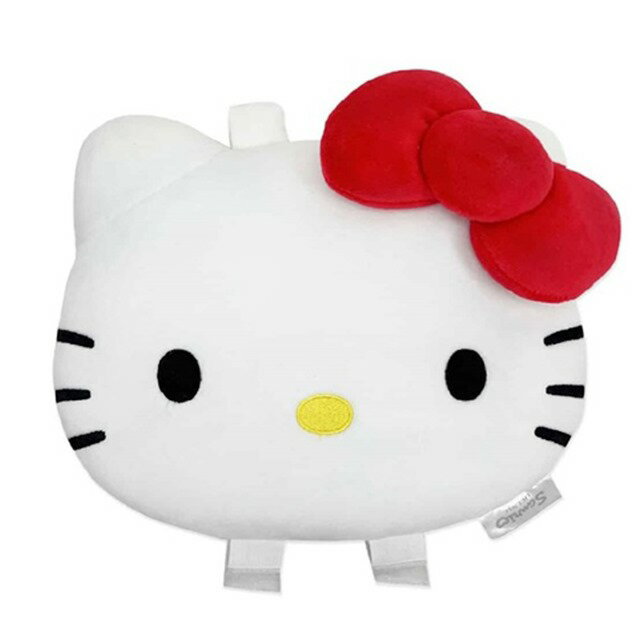 小禮堂 Hello Kitty 車用造型絨毛頭枕收納袋 (大臉款)