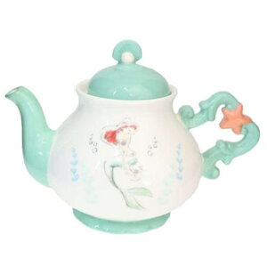 小禮堂 迪士尼 小美人魚 造型陶瓷茶壺 655ml (白綠海星款)