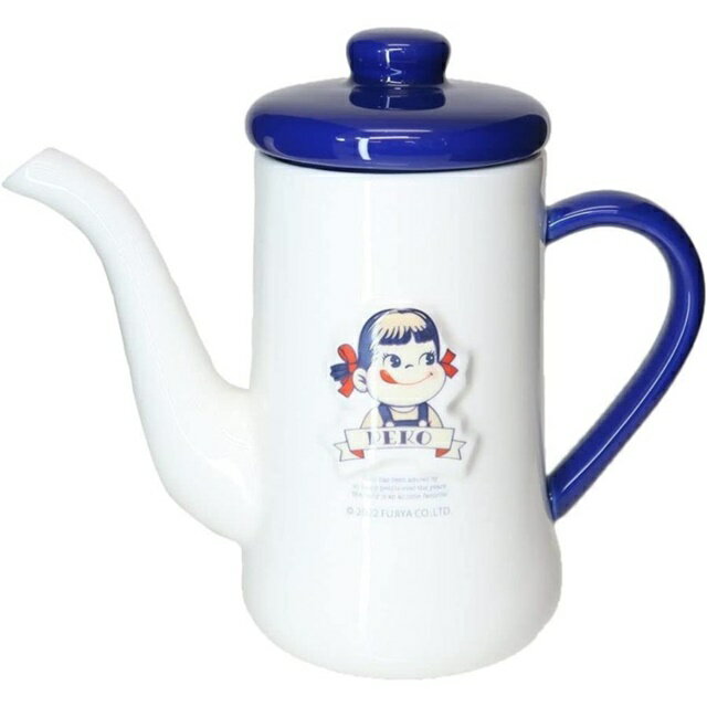 小禮堂 不二家Peko 陶瓷茶壺 400ml (白藍半身款)