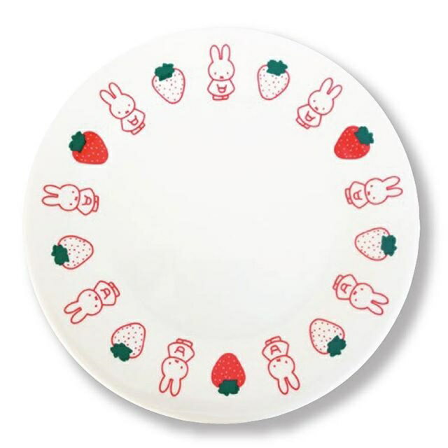 小禮堂 米飛兔 陶瓷圓盤 20cm (白紅草莓款)