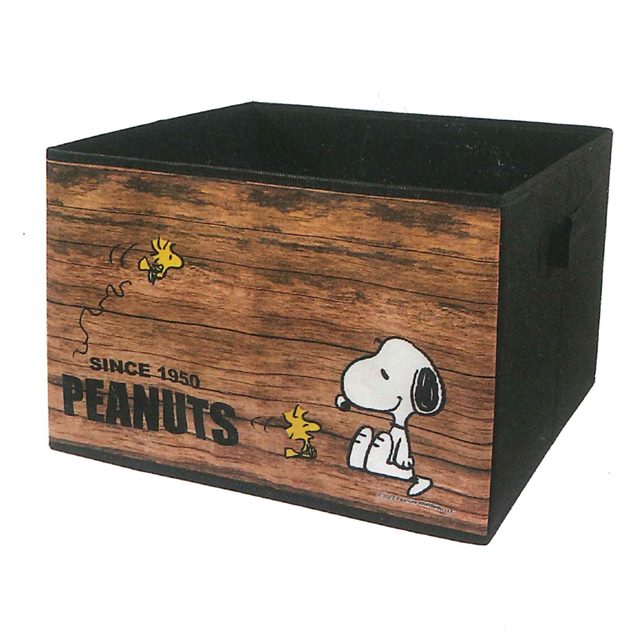 小禮堂 Snoopy 尼龍摺疊收納箱 (木紋款)