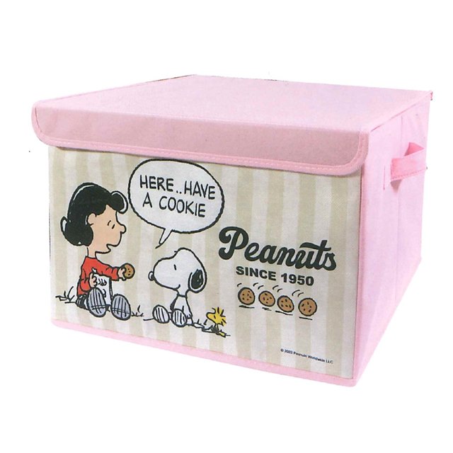 小禮堂 Snoopy 尼龍摺疊收納箱 (粉露西坐姿款)
