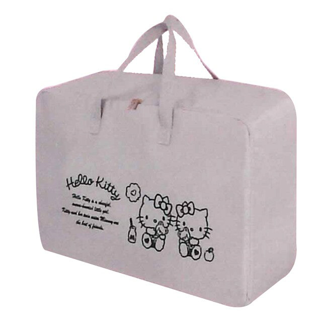 小禮堂 Hello Kitty 尼龍手提棉被袋 (淺灰款)