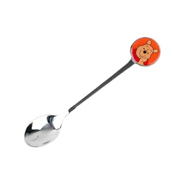 小禮堂 迪士尼 小熊維尼 不鏽鋼點心匙 14cm (橘托臉款)