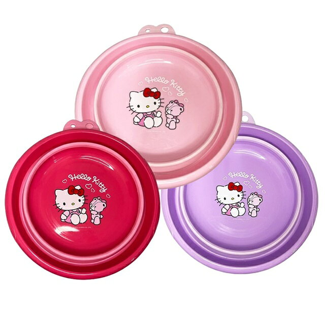 小禮堂 Hello Kitty 塑膠摺疊臉盆 (小熊款)
