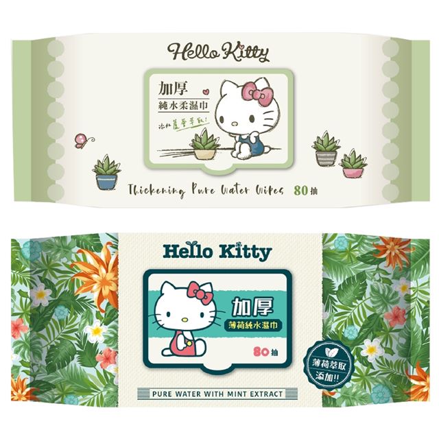 小禮堂 Hello Kitty 80抽附蓋加厚純水濕紙巾