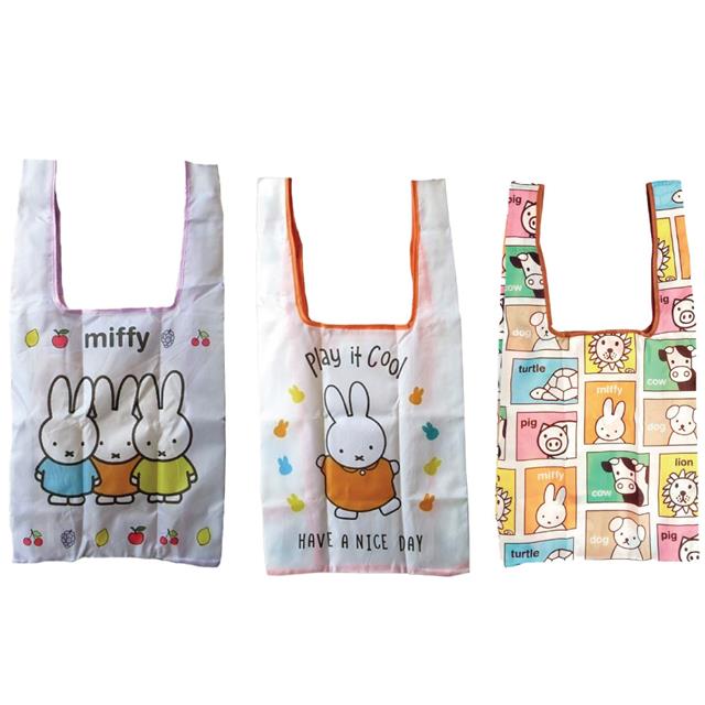 小禮堂 米飛兔 Miffy 折疊環保購物袋 (3款隨機)