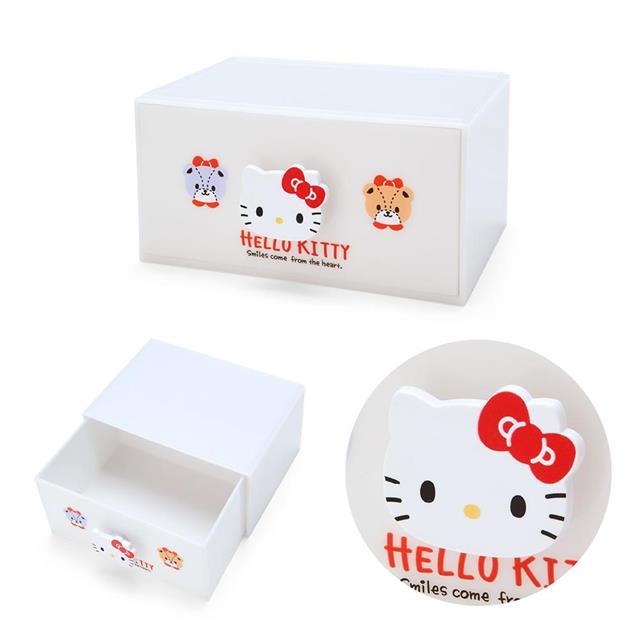 小禮堂 三麗鷗 桌上型塑膠單抽收納盒 (大臉好友款) Kitty 美樂蒂 酷洛米 1