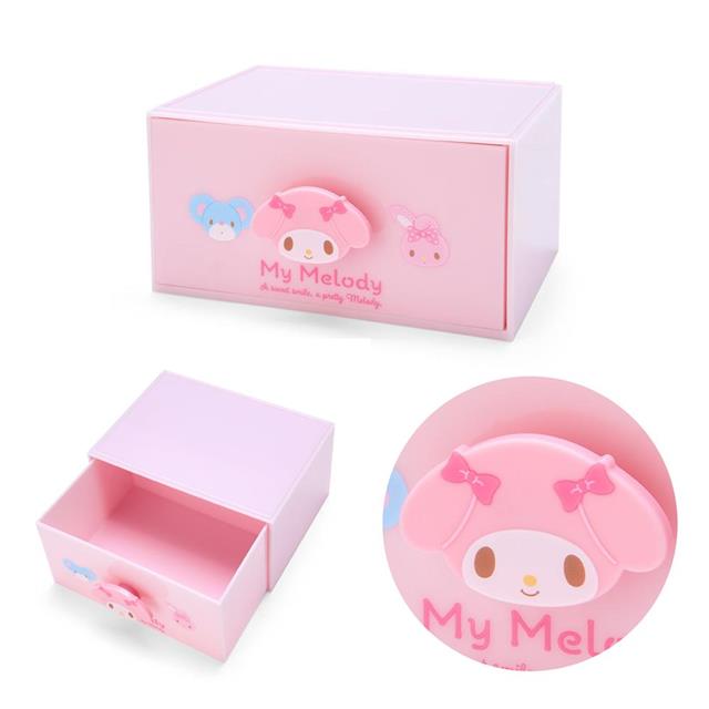 小禮堂 三麗鷗 桌上型塑膠單抽收納盒 (大臉好友款) Kitty 美樂蒂 酷洛米 2