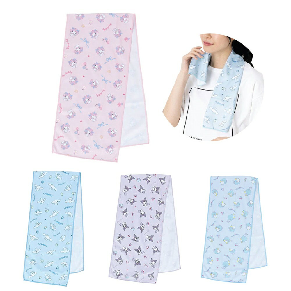 小禮堂 Sanrio 三麗鷗 涼感巾附夾鏈袋 20x86cm (炎夏企劃)
