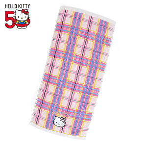 小禮堂 Hello Kitty 棉質長巾 34x74cm (蘇格蘭少女 50週年系列)