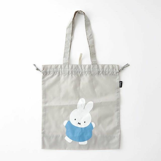 小禮堂 Miffy 米飛兔 束口環保購物袋 (藍衣款)