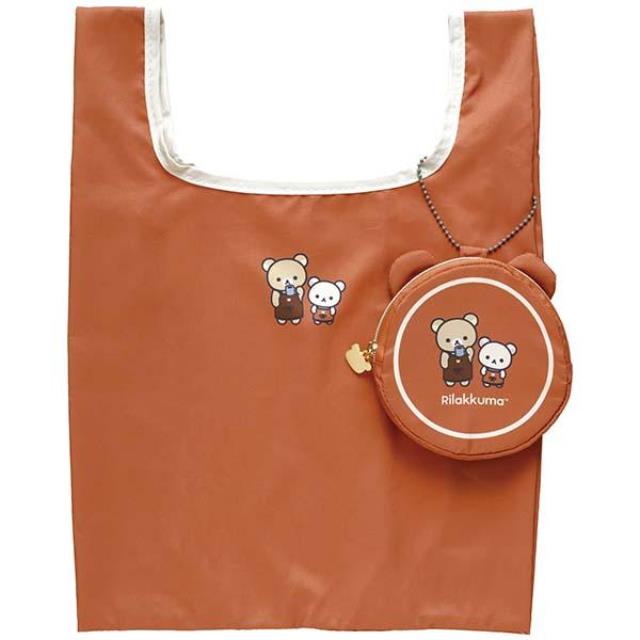小禮堂 拉拉熊 折疊環保購物袋 (棕咖啡師款)