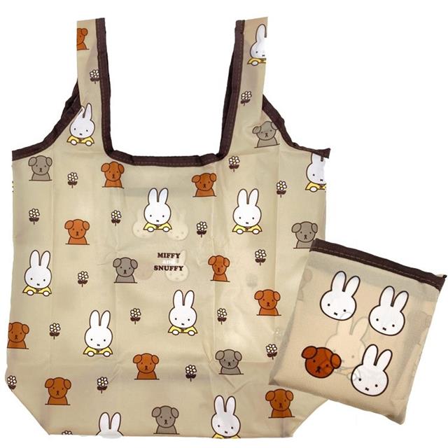 小禮堂 Miffy and Snuffy 米飛兔 折疊環保購物袋 (半身款)