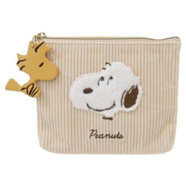 小禮堂 Snoopy 史努比 絨毛刺繡面紙收納包 (燈芯絨大頭款)