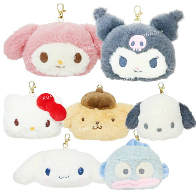 【新春推薦】小禮堂 Sanrio 三麗鷗 絨毛玩偶伸縮票卡套 (大臉款) Kitty 美樂蒂 帕恰狗